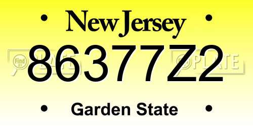86377Z2 New Jersey License Plate