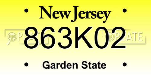 863K02 New Jersey License Plate