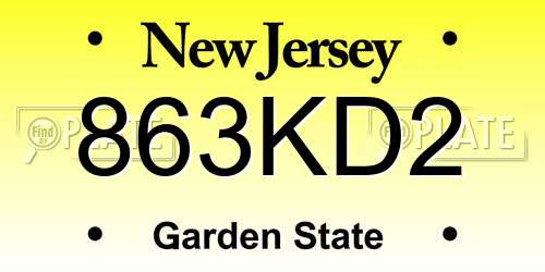 863KD2 New Jersey License Plate
