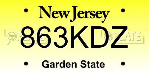 863KDZ New Jersey License Plate
