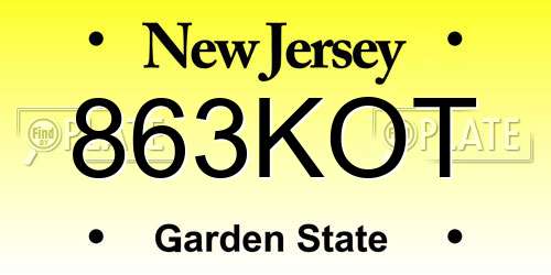 863KOT New Jersey License Plate
