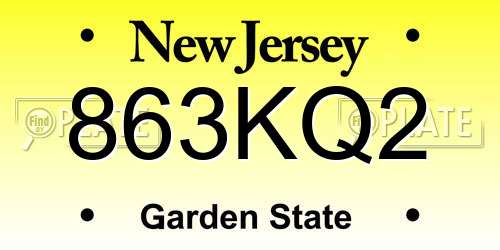863KQ2 New Jersey License Plate