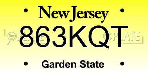 863KQT New Jersey License Plate