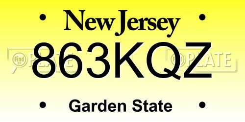 863KQZ New Jersey License Plate