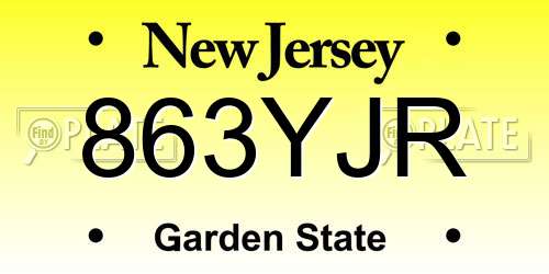 863YJR New Jersey License Plate