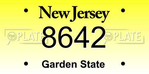 8642 New Jersey License Plate