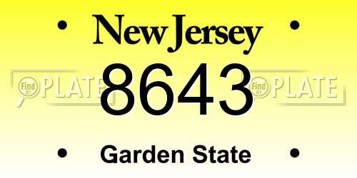 8643 New Jersey License Plate