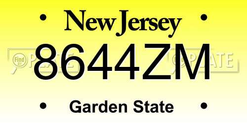 8644ZM New Jersey License Plate