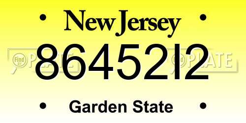 86452I2 New Jersey License Plate