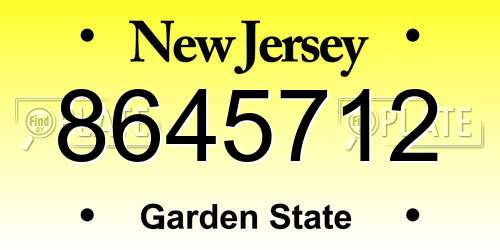 8645712 New Jersey License Plate
