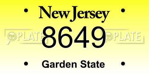 8649 New Jersey License Plate