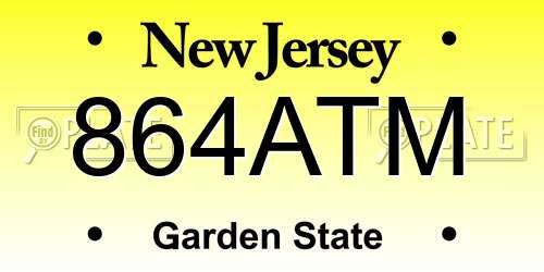 864ATM New Jersey License Plate