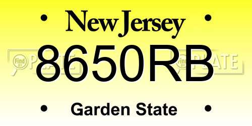 8650RB New Jersey License Plate