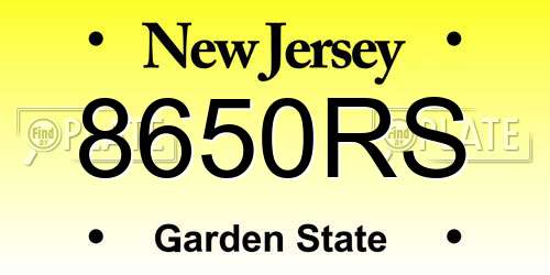 8650RS New Jersey License Plate