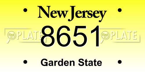 8651 New Jersey License Plate