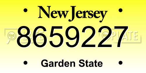 8659227 New Jersey License Plate