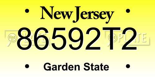 86592T2 New Jersey License Plate