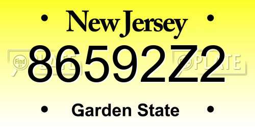 86592Z2 New Jersey License Plate