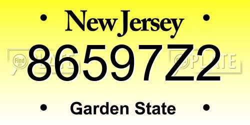 86597Z2 New Jersey License Plate