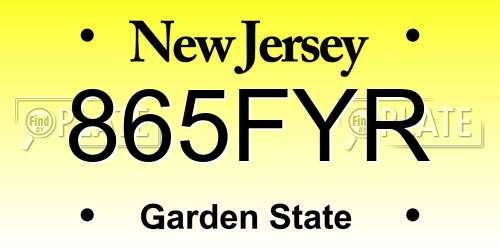 865FYR New Jersey License Plate