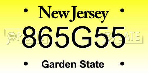 865G55 New Jersey License Plate