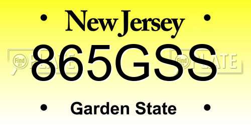 865GSS New Jersey License Plate
