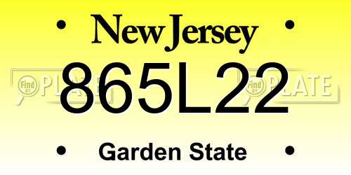 865L22 New Jersey License Plate