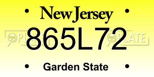 865L72 New Jersey License Plate