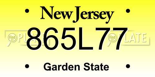 865L77 New Jersey License Plate