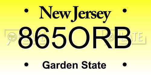 865ORB New Jersey License Plate