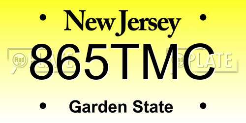 865TMC New Jersey License Plate