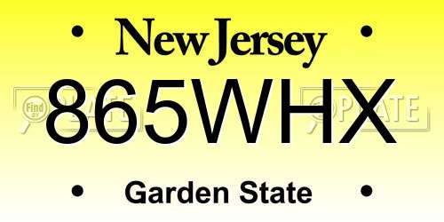 865WHX New Jersey License Plate