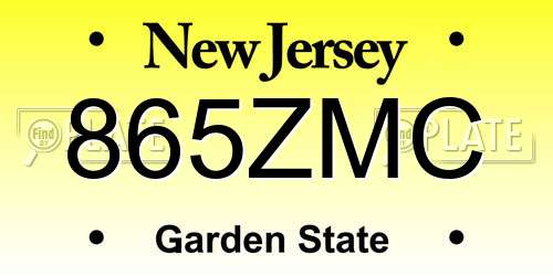 865ZMC New Jersey License Plate