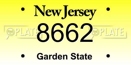 8662 New Jersey License Plate