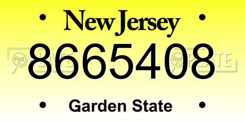 8665408 New Jersey License Plate