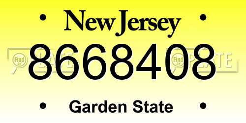 8668408 New Jersey License Plate