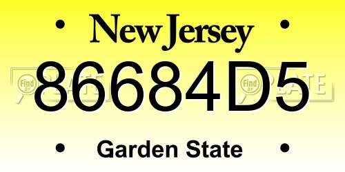 86684D5 New Jersey License Plate