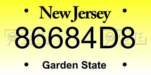 86684D8 New Jersey License Plate