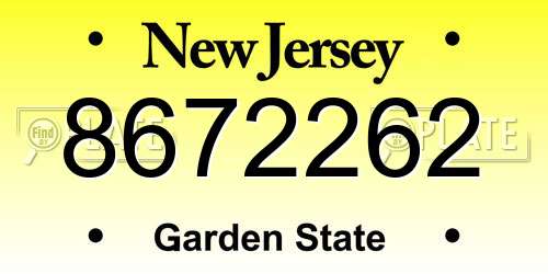 8672262 New Jersey License Plate