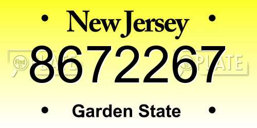 8672267 New Jersey License Plate