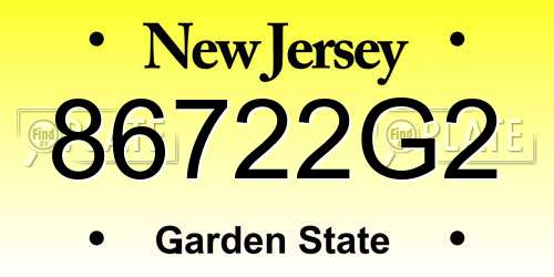 86722G2 New Jersey License Plate