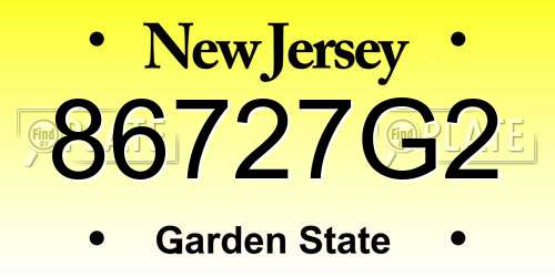 86727G2 New Jersey License Plate