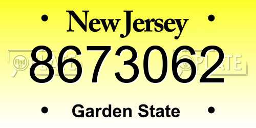 8673062 New Jersey License Plate