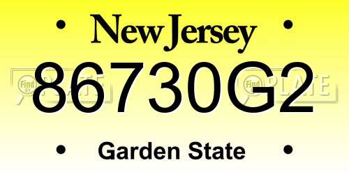 86730G2 New Jersey License Plate