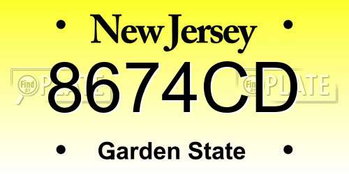 8674CD New Jersey License Plate