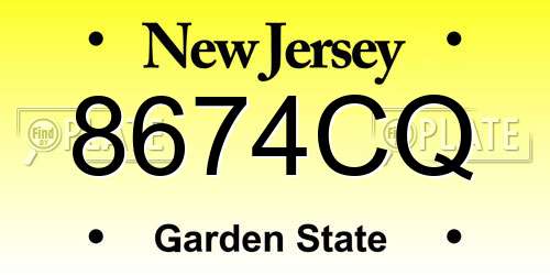 8674CQ New Jersey License Plate