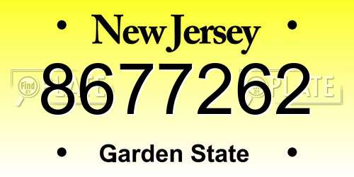 8677262 New Jersey License Plate