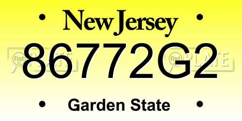 86772G2 New Jersey License Plate