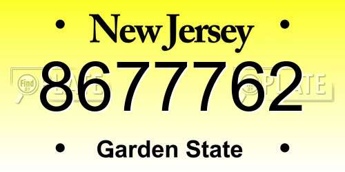 8677762 New Jersey License Plate