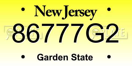 86777G2 New Jersey License Plate